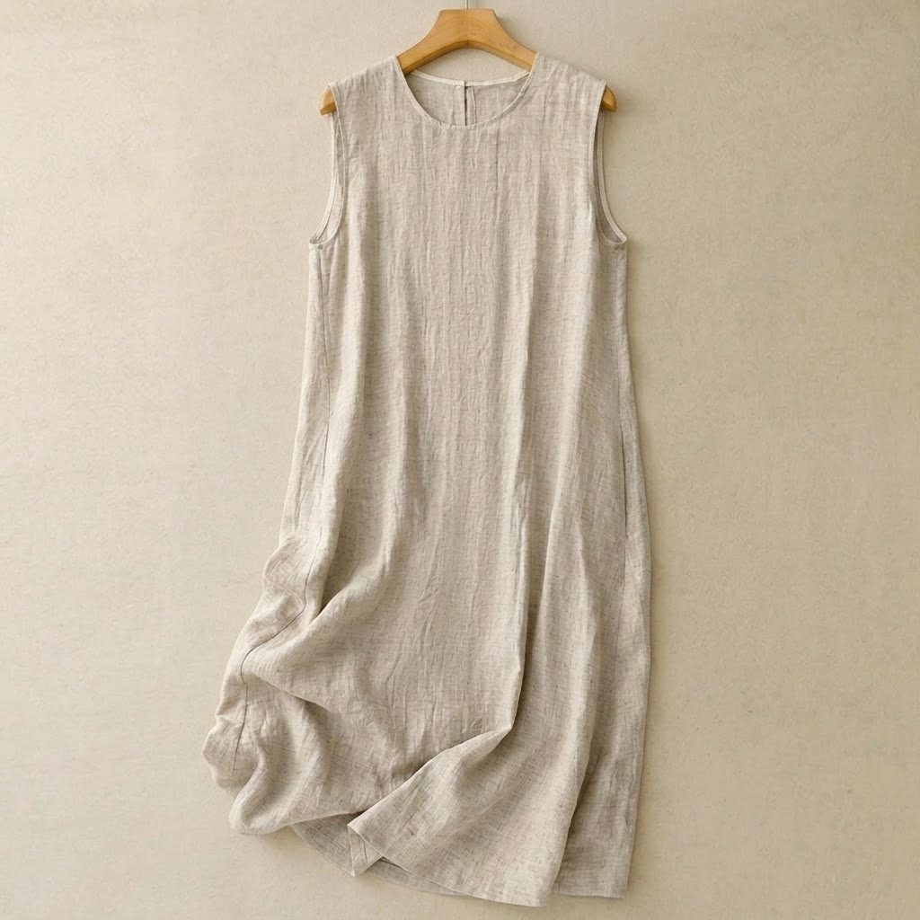 Lässiges Maxikleid aus Baumwollleinen - Aprikose - 2XL - image 0