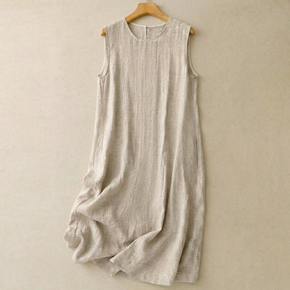 Lässiges Maxikleid aus Baumwollleinen - Aprikose - 2XL - image 0