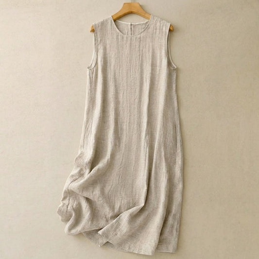 Lässiges Maxikleid aus Baumwollleinen - Aprikose - 2XL - image 0
