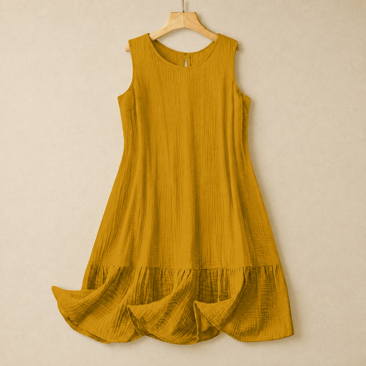 Ärmelloses A-Linien-Midikleid - Gelb - 4XL - image 3
