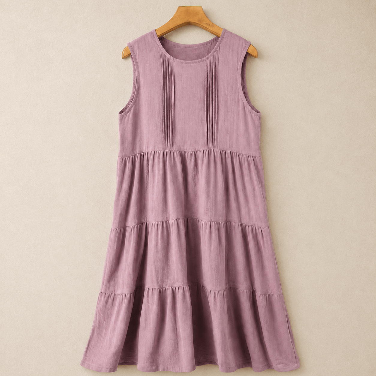 Ärmelloses Stufenkleid aus Baumwolle, Midi-Länge - Lila - XL - image 0