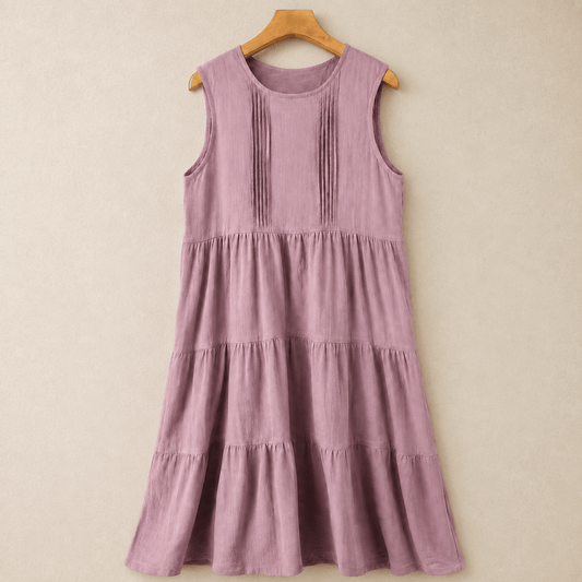 Ärmelloses Stufenkleid aus Baumwolle, Midi-Länge - Lila - XL - image 0