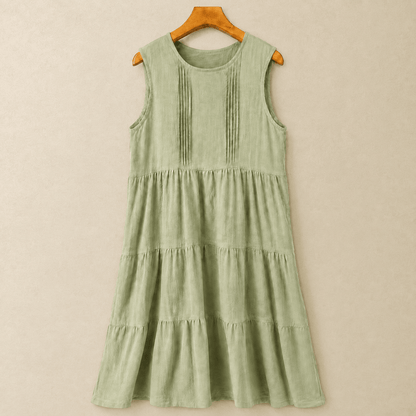 Ärmelloses Stufenkleid aus Baumwolle, Midi-Länge - Grün - XL - image 1