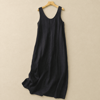Lässiges ärmelloses Baumwoll-Midikleid - Schwarz - 2XL - image 2