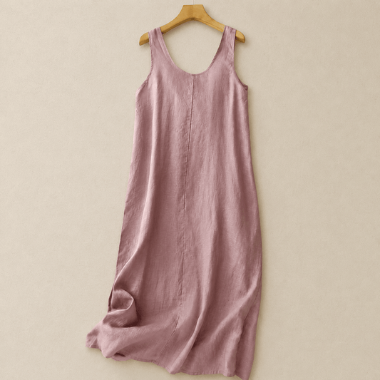 Lässiges ärmelloses Baumwoll-Midikleid - Rosa - 2XL - image 0