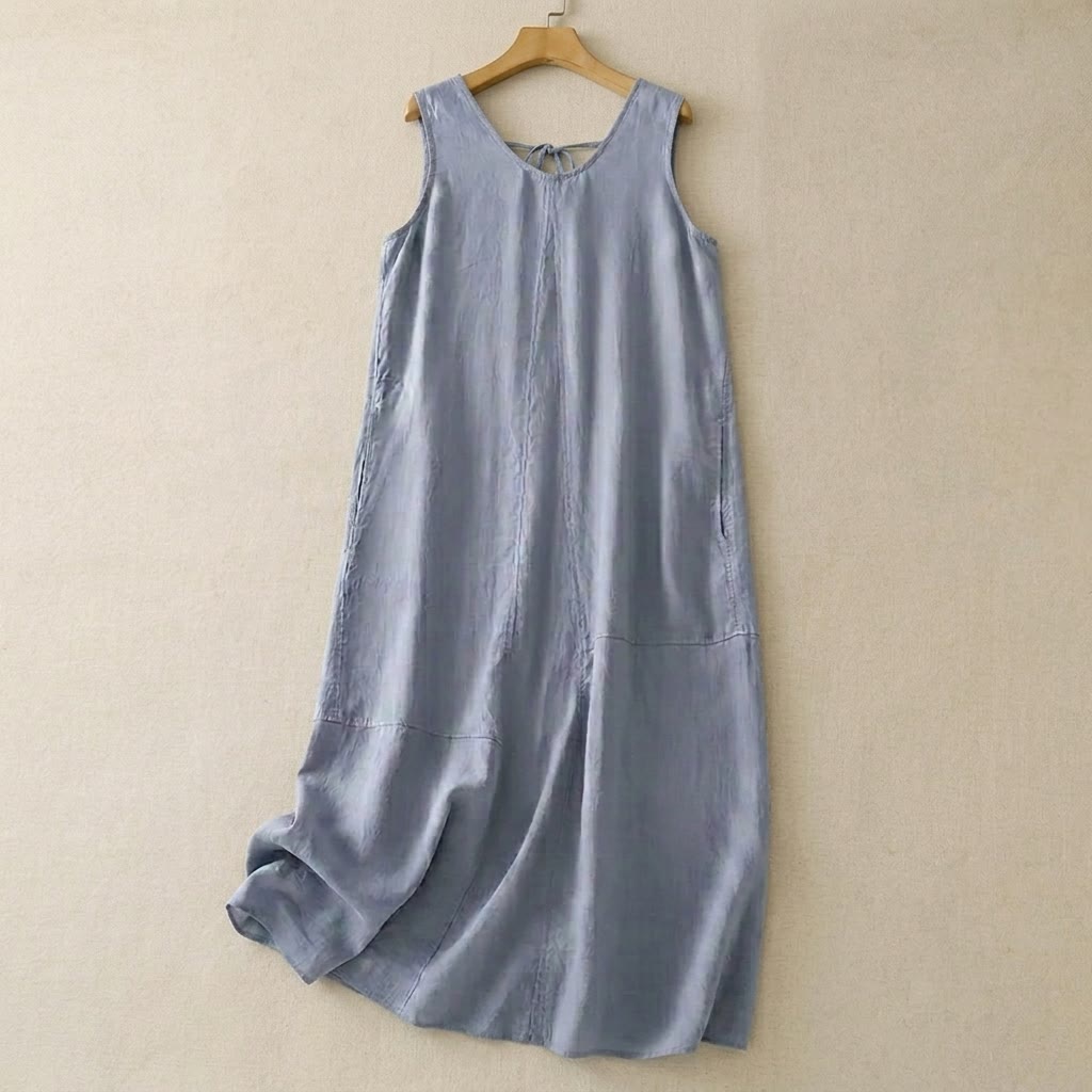 Luftiges Maxikleid aus Baumwolle mit Taschen - Blau - 2XL - image 0