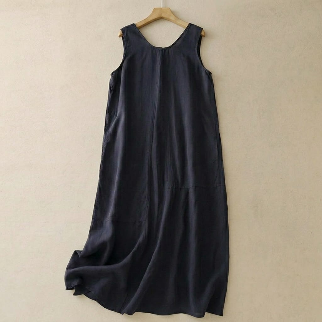 Luftiges Maxikleid aus Baumwolle mit Taschen - Marineblau - 2XL - image 1