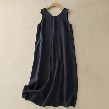 Luftiges Maxikleid aus Baumwolle mit Taschen - Marineblau - 2XL - image 1