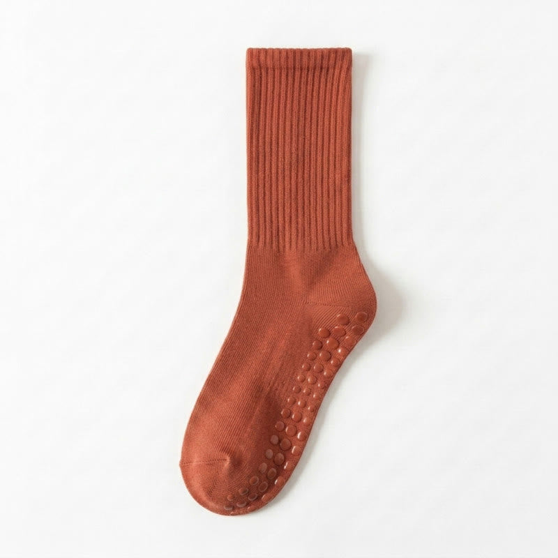 Weiche, gerippte Yoga-Socken aus Baumwollmischgewebe (4 Paar) - Rot + Hellgrau + Blau + Rosa - EU35-40 (US2-7) - image 10