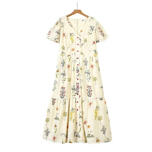 Maxikleid mit botanischer Knopfleiste - Aprikose - 6XL - image 0
