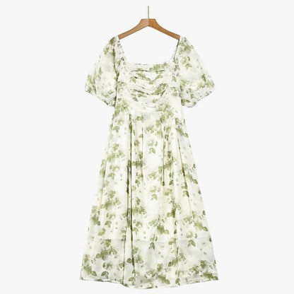 Botanisches Midikleid mit eckigem Ausschnitt - Grün - 7XL - image 0