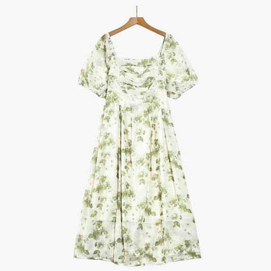 Botanisches Midikleid mit eckigem Ausschnitt - Grün - 7XL - image 0