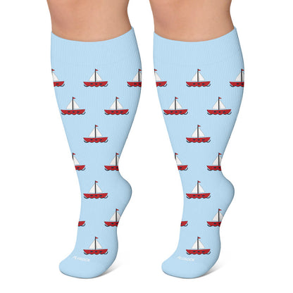 Kompressionsstrümpfe mit Pfotenabdruck in Übergröße - Blau - 4XL - image 4