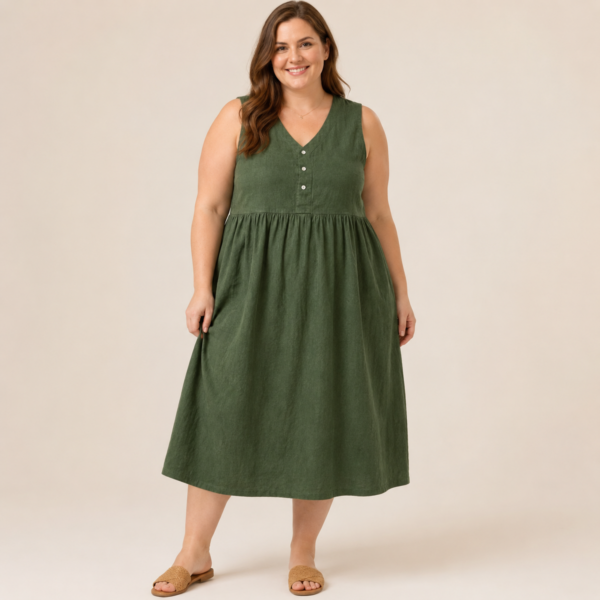 Midikleid mit Struktur und Knopfleiste vorne - image 4