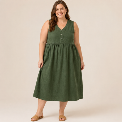 Midikleid mit Struktur und Knopfleiste vorne - image 4