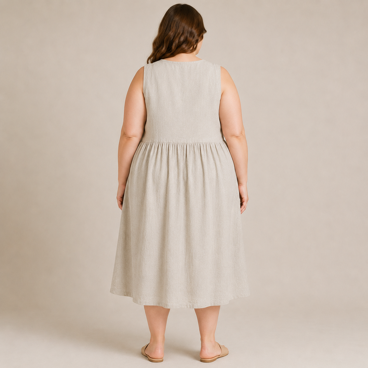 Midikleid mit Struktur und Knopfleiste vorne - image 2