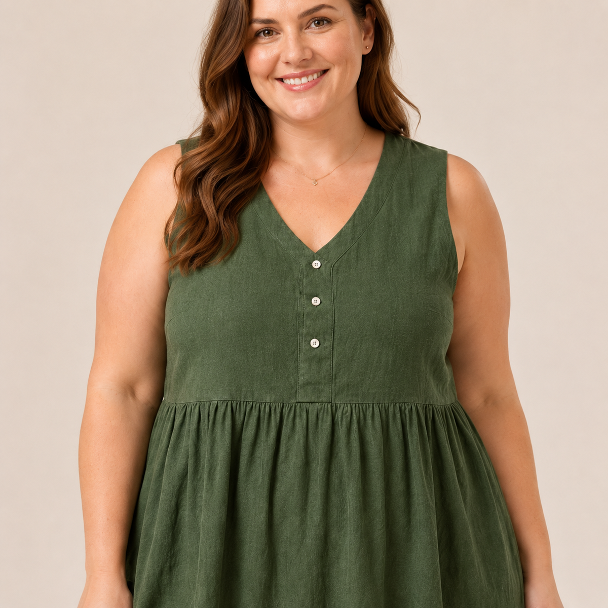 Midikleid mit Struktur und Knopfleiste vorne - image 6