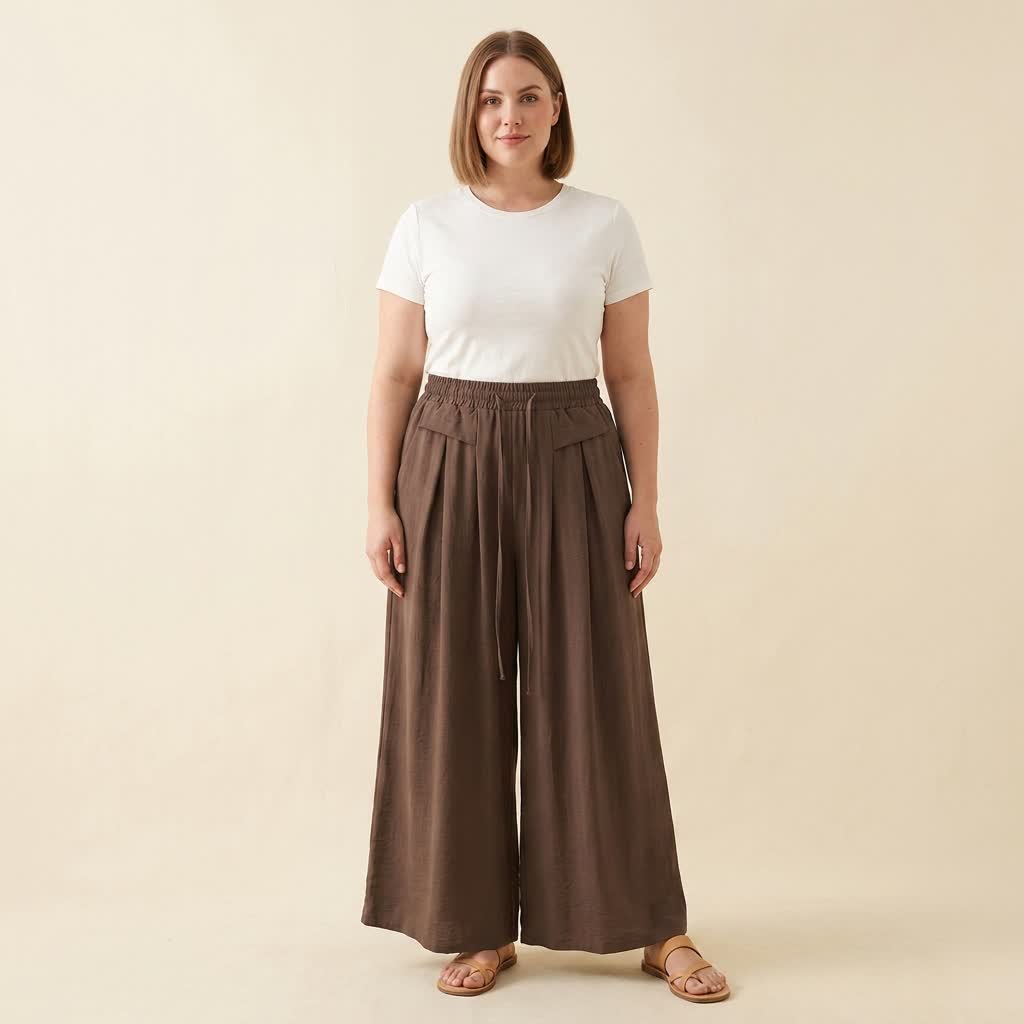 Bequeme, dehnbare Freizeithose mit weitem Bein - image 5