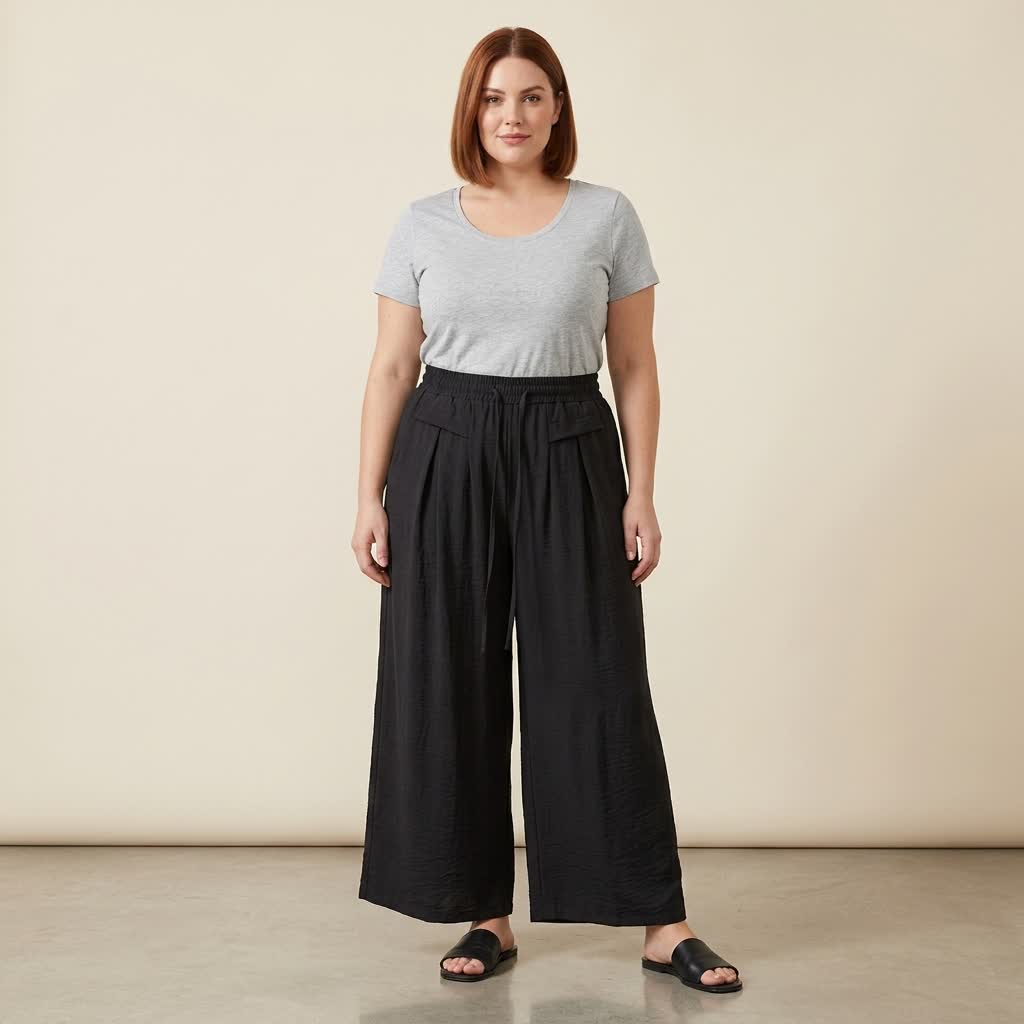 Bequeme, dehnbare Freizeithose mit weitem Bein - image 10