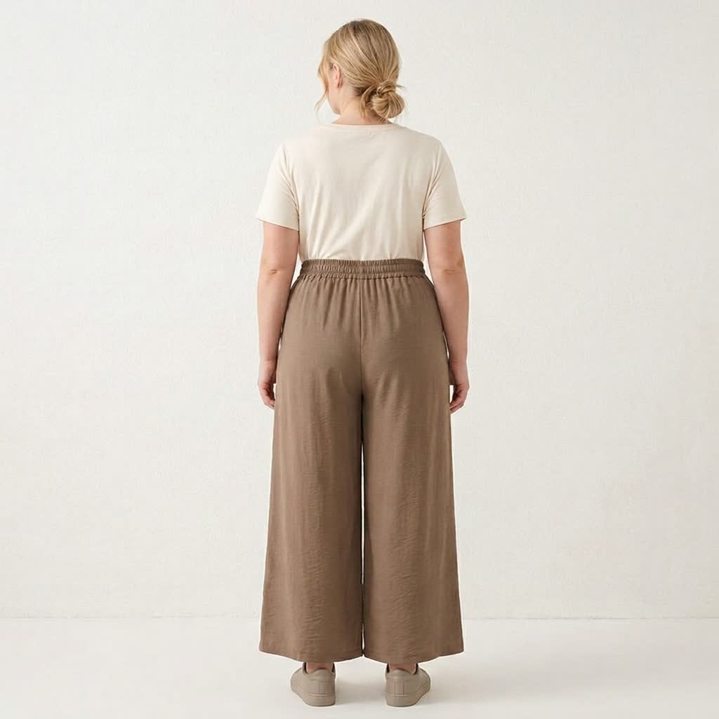 Bequeme, dehnbare Freizeithose mit weitem Bein - image 2
