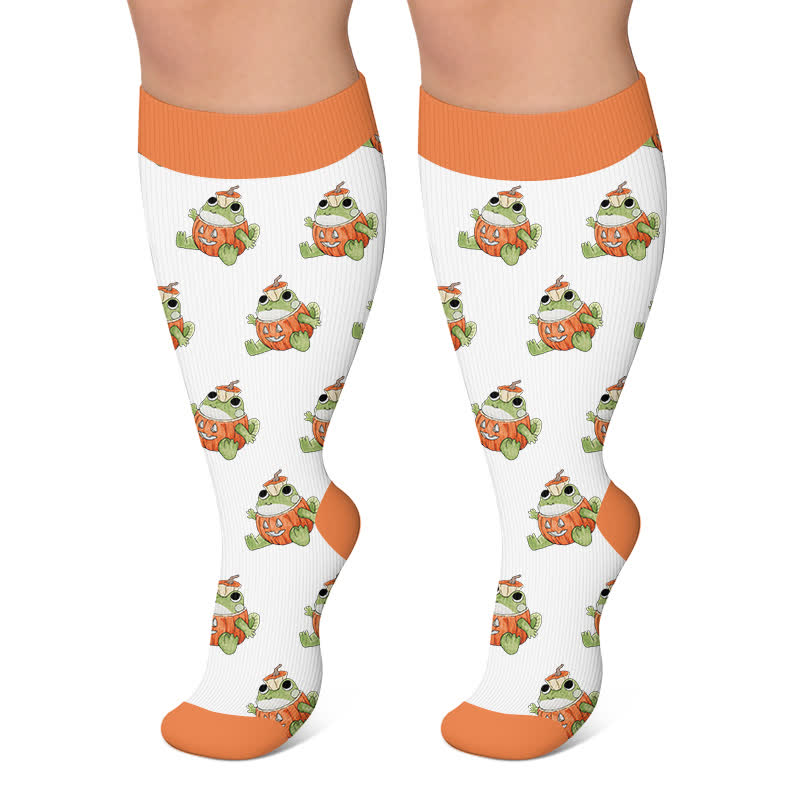 Kürbisfrosch-Kompressionsstrümpfe in Übergröße - Weiß - 4XL - image 4