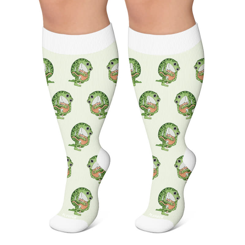 Kompressionsstrümpfe mit Froschmotiv in Übergröße - Grün - 4XL - image 4