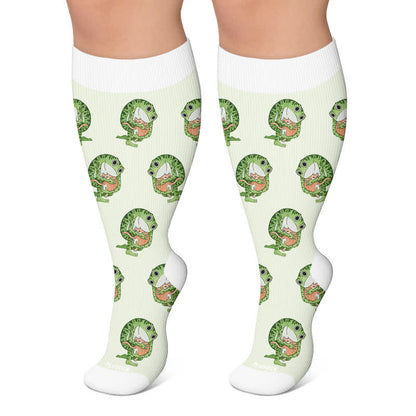 Kompressionsstrümpfe mit Froschmotiv in Übergröße - Grün - 4XL - image 4