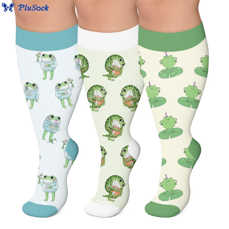 Kompressionsstrümpfe mit Froschmotiv in Übergröße - image 0