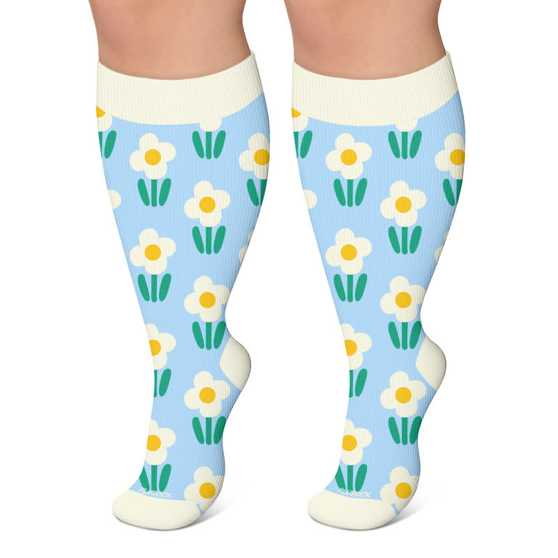 Daisy Frog Kompressionsstrümpfe in Übergröße - Blau - 4XL - image 4