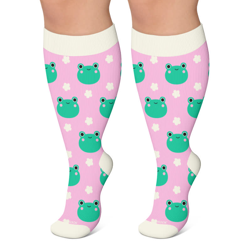 Daisy Frog Kompressionsstrümpfe in Übergröße - Rosa - 4XL - image 5