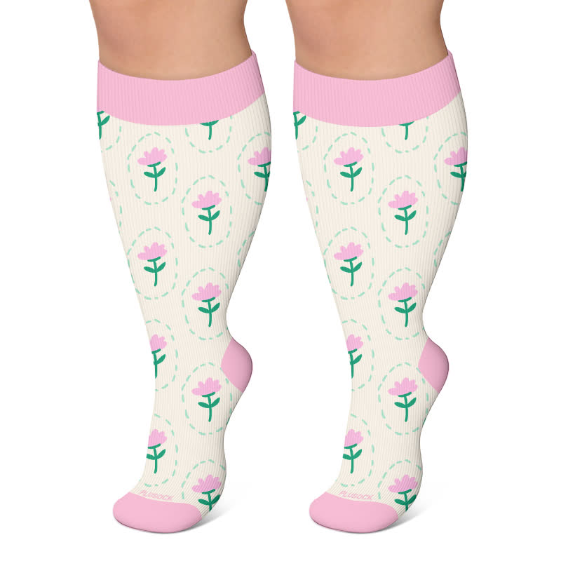 Daisy Frog Kompressionsstrümpfe in Übergröße - Beige - 4XL - image 6