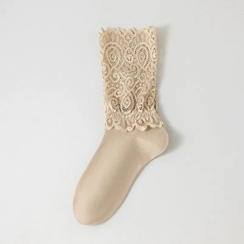 Elegante Viertelsocken mit floraler Spitze am Bündchen (4 Paar) - Nackt - EU36-40 (US3-7) - image 4