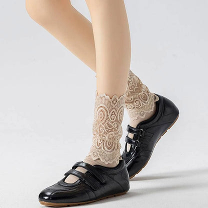 Elegante Viertelsocken mit floraler Spitze am Bündchen (4 Paar) - image 6