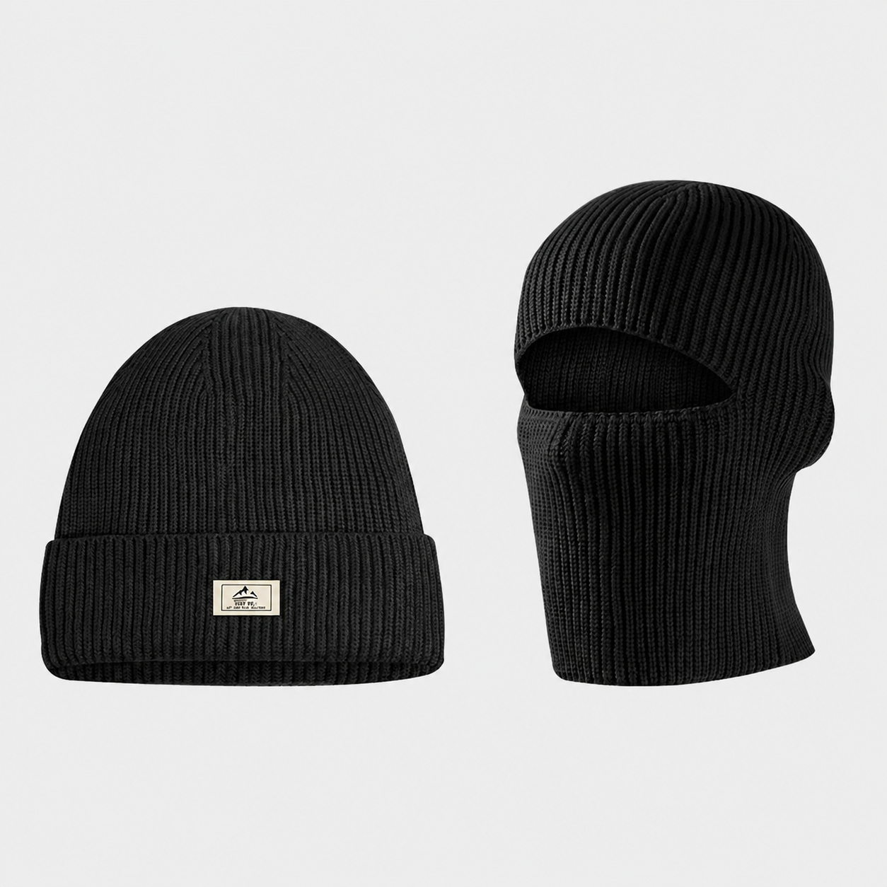 Gerippte Thermomütze für den Winter (zwei Stile) - Schwarz - Einheitsgröße - image 0