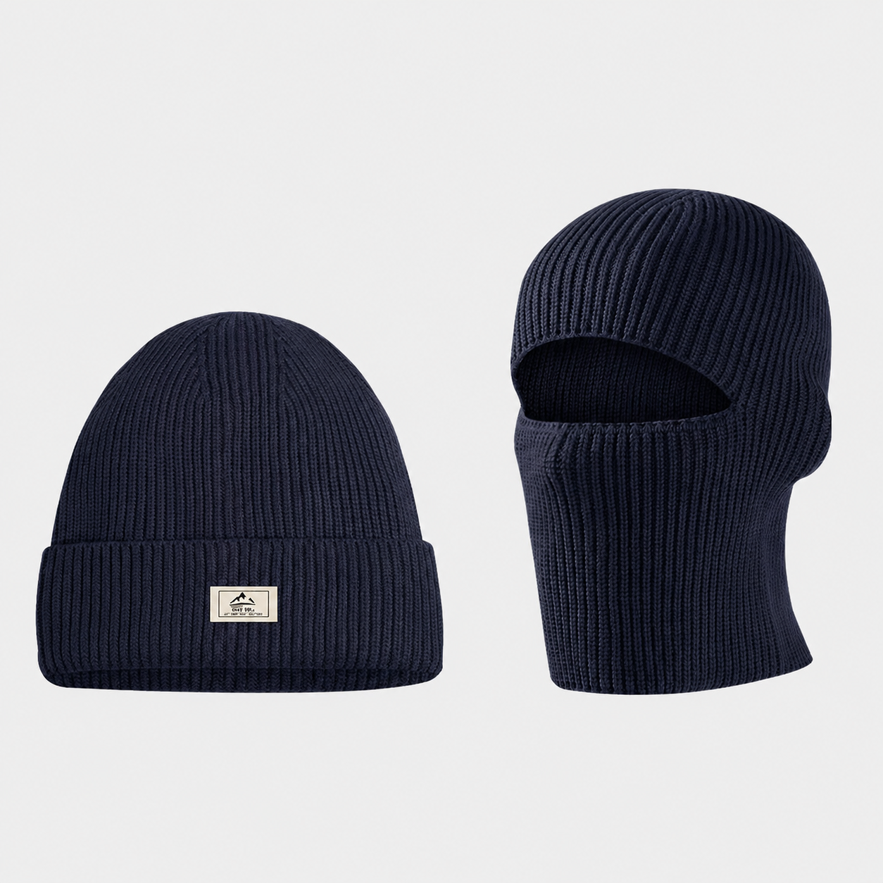 Gerippte Thermomütze für den Winter (zwei Stile) - Marineblau - Einheitsgröße - image 1