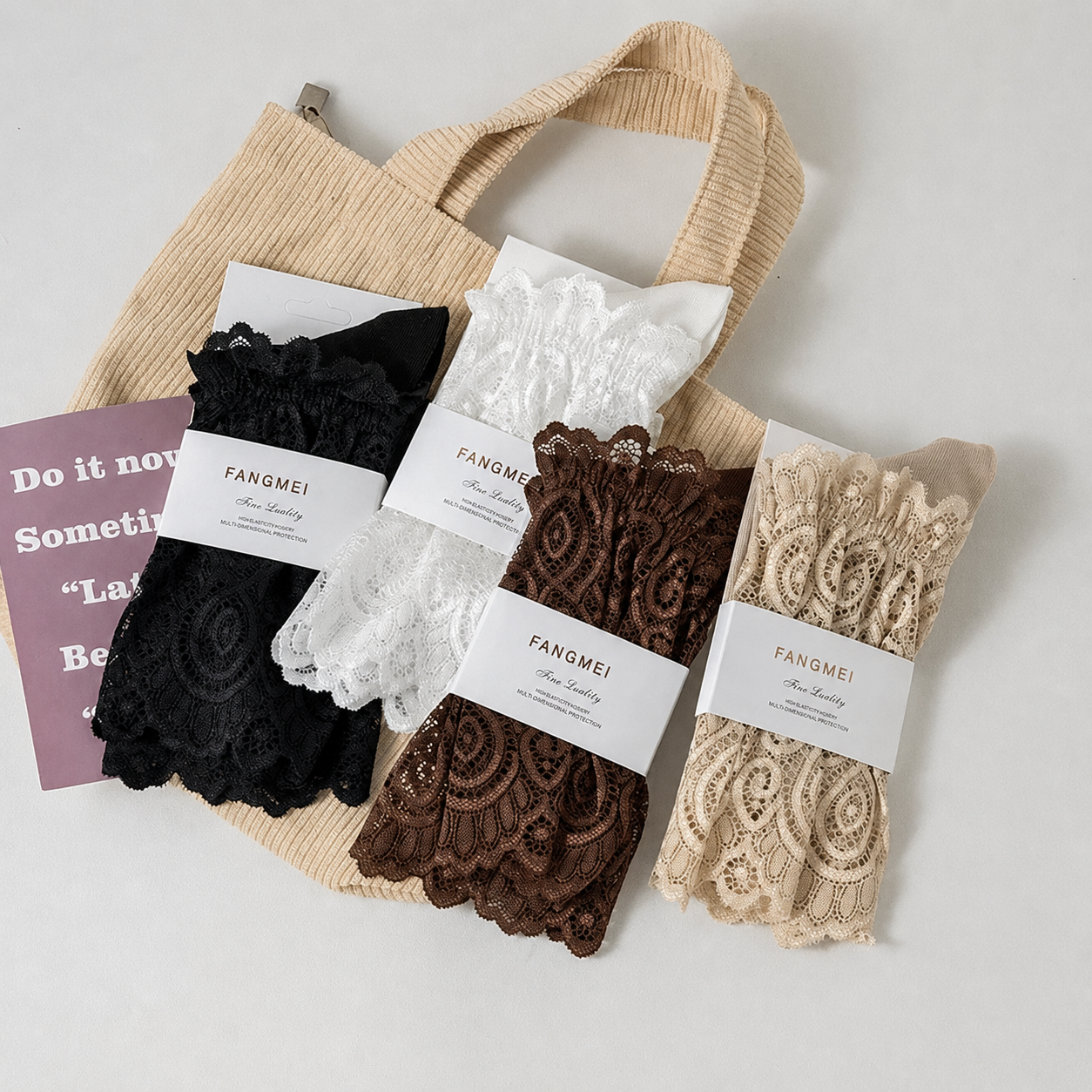 Elegante Viertelsocken mit floraler Spitze am Bündchen (4 Paar) - Mehrfarbig - EU36-40 (US3-7) - image 7