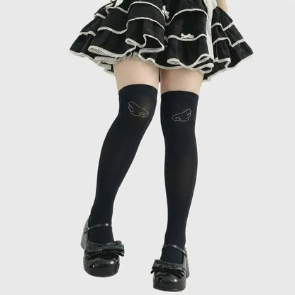 Strassbesetzte Oberschenkelstrümpfe mit Flügeln (2 Paar) - Flügel - Klassiker - Einheitsgröße - image 6