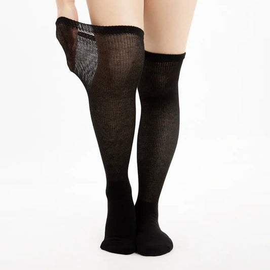 Nicht einschnürende, oberschenkelhohe Diabetikersocken - Schwarz - EU37-42 (US4-8,5) - image 0
