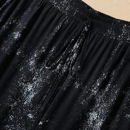 Plus Size Hose mit fließendem, weitem Bein und Wasserfleckmuster - image 1