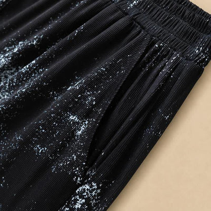 Plus Size Hose mit fließendem, weitem Bein und Wasserfleckmuster - image 5