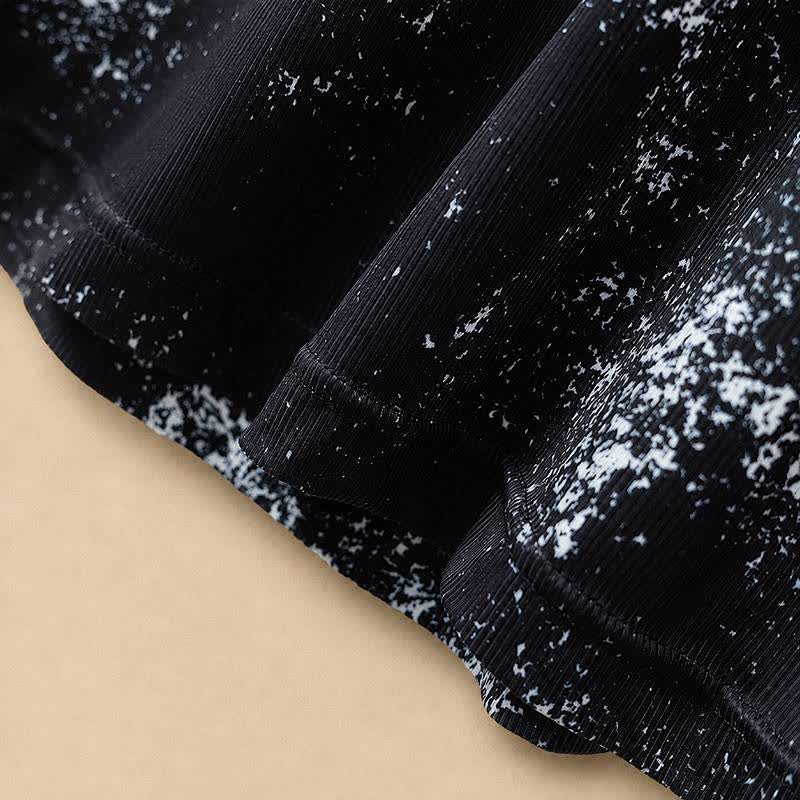Plus Size Hose mit fließendem, weitem Bein und Wasserfleckmuster - image 3