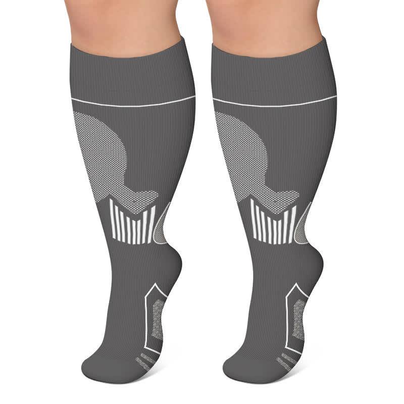 Sportliche Kompressionssocken in Übergröße mit Farbblockmuster - Grau - 4XL - image 5