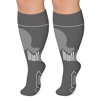 Sportliche Kompressionssocken in Übergröße mit Farbblockmuster - Grau - 4XL - image 5