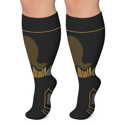 Sportliche Kompressionssocken in Übergröße mit Farbblockmuster - Schwarz - 4XL - image 4
