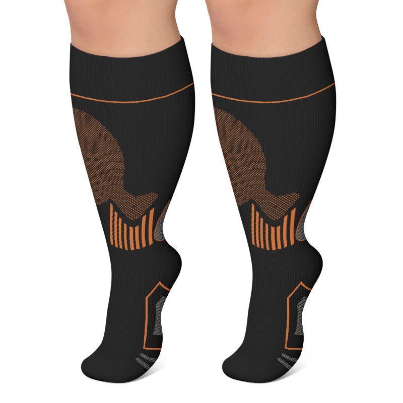 Sport-Kompressionssocken in Übergröße mit Kontrasteffekt - Schwarz - 4XL - image 4