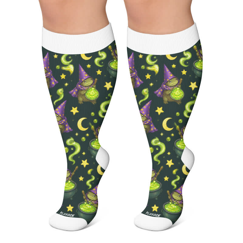 Witchy Frog Kompressionsstrümpfe in Übergröße - Grün - 4XL - image 5