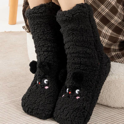 Kuschelige Bären-Fleece-Haussocken - Schwarz - EU35-40 (US2-7) - image 1