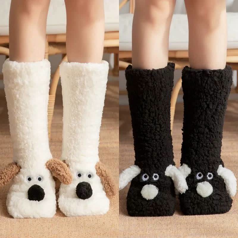 Kuschelige Sherpa-Haussocken für Welpen (2 Paar) - Schwarzweiß - EU36-43 (US3-9) - image 0