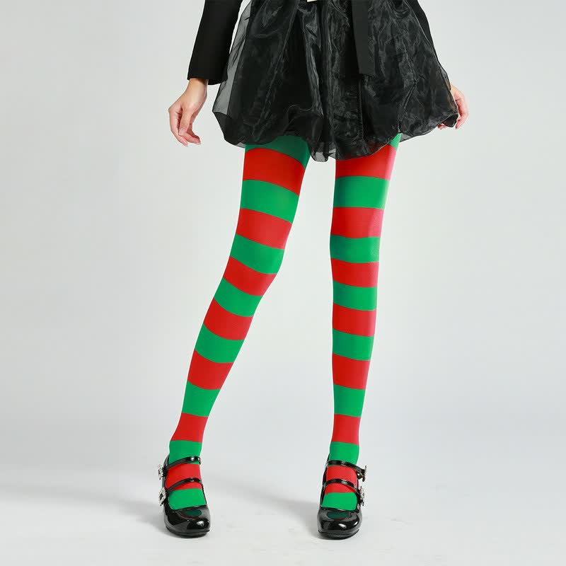 Halloween-Gothic-Strumpfhose mit Streifen (2 Paar) - Grün - Einheitsgröße - image 3