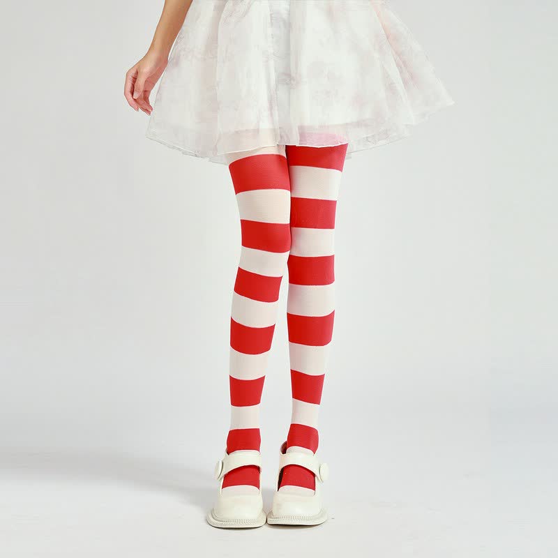 Halloween-Gothic-Strumpfhose mit Streifen (2 Paar) - Rot - Einheitsgröße - image 1